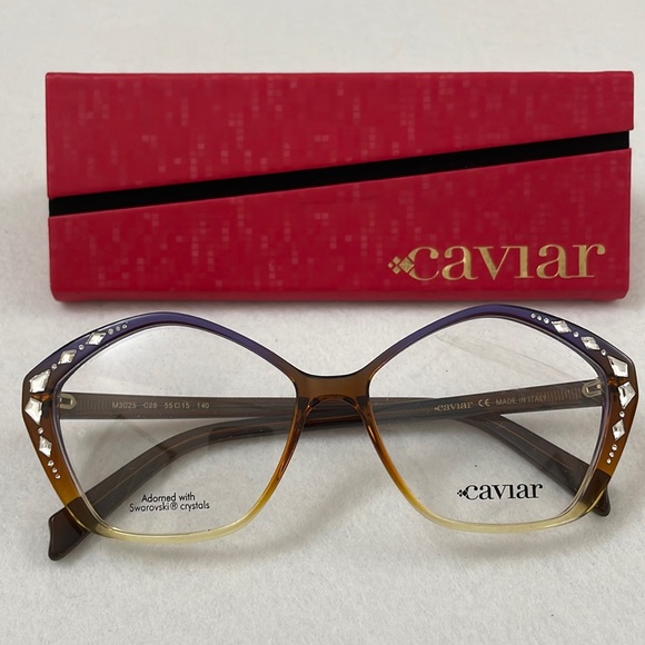 Caviar eyeglass frames adorned with Swarovski crystals M3025 55-15-140 - Picture 1 of 10
